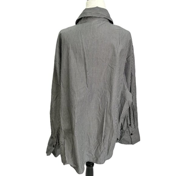 edward🖤grey Stripe Button Down Blouse Top Size 2X - Picture 7 of 10